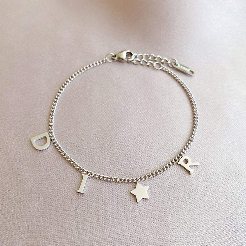 Simple Style Letter Star Titanium Steel Bracelets Plating Stainless Steel Bracelets