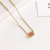 Korean Style Square Titanium Steel Inlay Zircon Necklace
