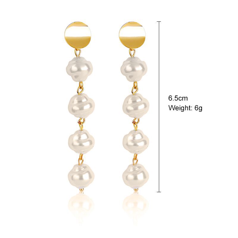 1 Pair Elegant Streetwear Geometric Plating Imitation Pearl Drop Earrings