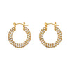 Retro Geometric Inlay Stainless Steel Zircon Gold Plated Earrings