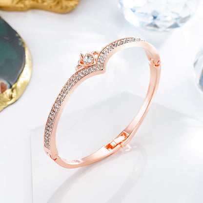 Simple Style Crown Rhinestones Alloy Wholesale Bangle