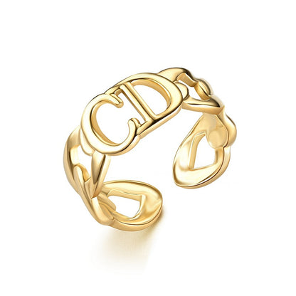 Fashion Plant Heart Shape Snake Titanium Steel Open Ring