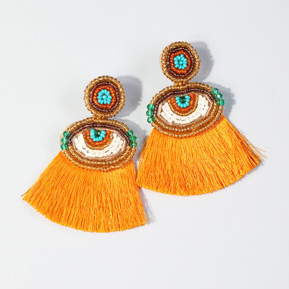 Ethnic Style Tassel Copper Earrings Tassel Copper Earrings 1 Pair