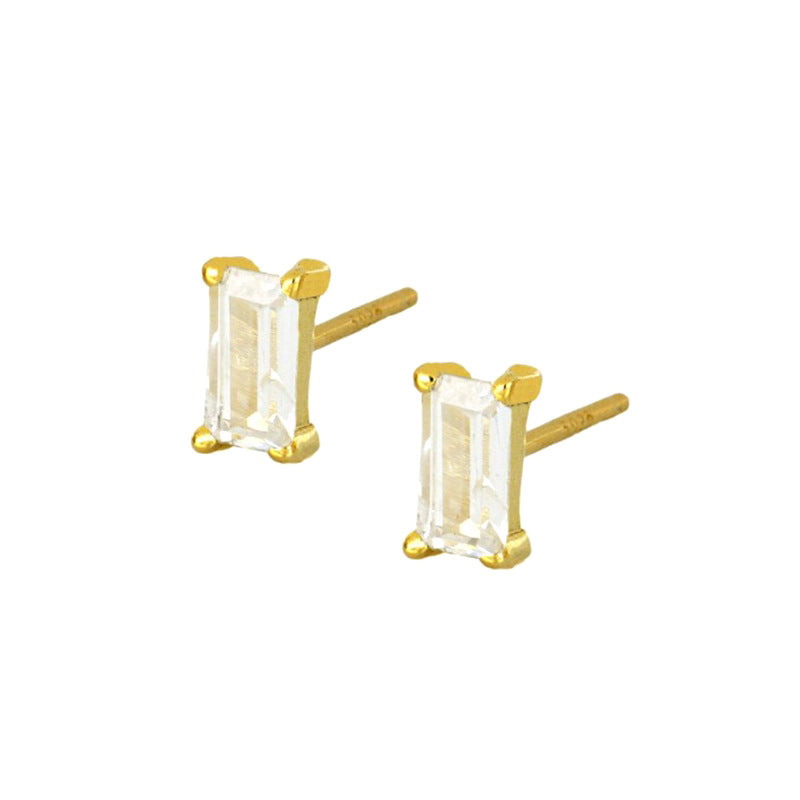 Simple Style Geometric Copper Plating Inlay Zircon Ear Studs 1 Pair