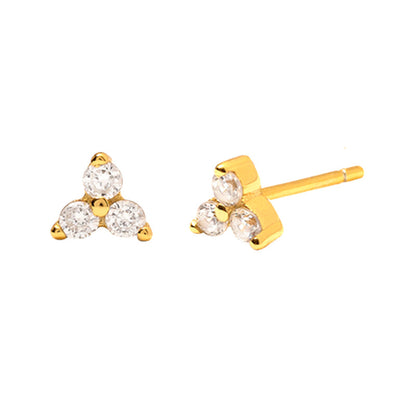 Simple Style Geometric Copper Plating Inlay Zircon Ear Studs 1 Pair