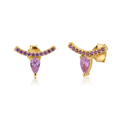 Simple Style Geometric Copper Plating Inlay Zircon Ear Studs 1 Pair