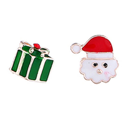 Cute Christmas Tree Santa Claus Gift Box Alloy Enamel Inlay Rhinestones Women's Ear Studs 1 Pair