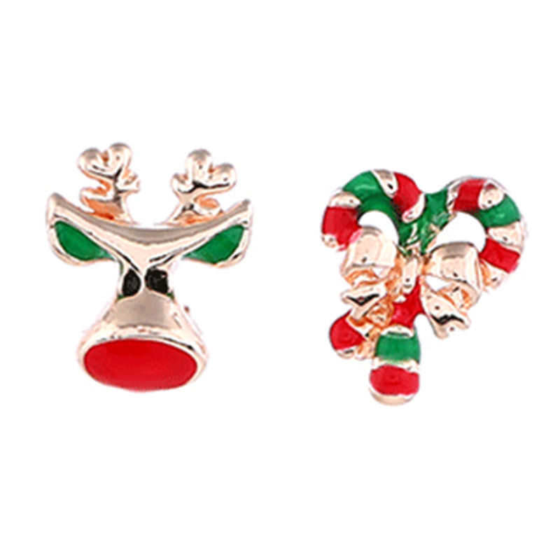 Cute Christmas Tree Santa Claus Gift Box Alloy Enamel Inlay Rhinestones Women's Ear Studs 1 Pair