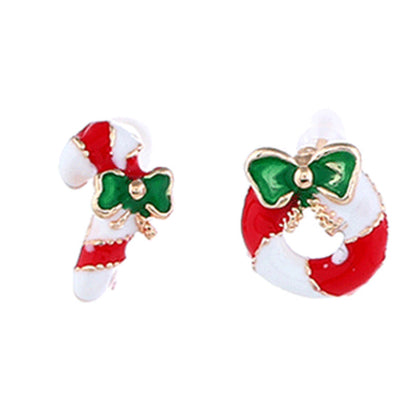 Cute Christmas Tree Santa Claus Gift Box Alloy Enamel Inlay Rhinestones Women's Ear Studs 1 Pair