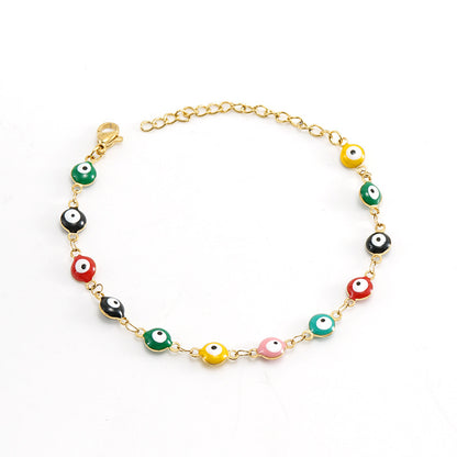 Ethnic Style Eye Stainless Steel Bracelets Necklace Patchwork Enamel Gold Plated Stainless Steel Bracelets