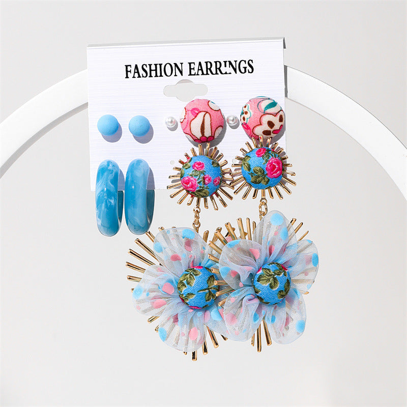 Ins Style Round Heart Shape Flower Arylic Women's Earrings