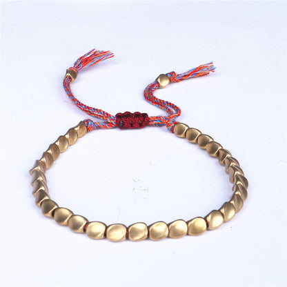 Ethnic Style Solid Color Copper Bracelets Beaded Copper Bracelets 1 Piece