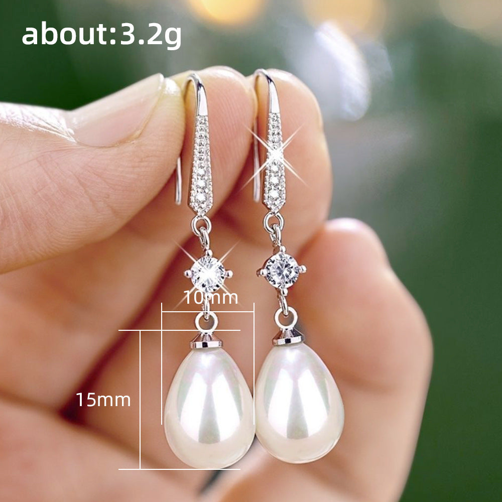 1 Pair Baroque Style Water Droplets Inlay Copper Artificial Pearls Artificial Diamond Ear Hook