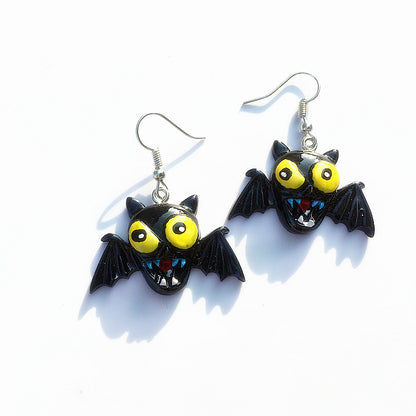 1 Pair Novelty Bat Epoxy Resin Earrings