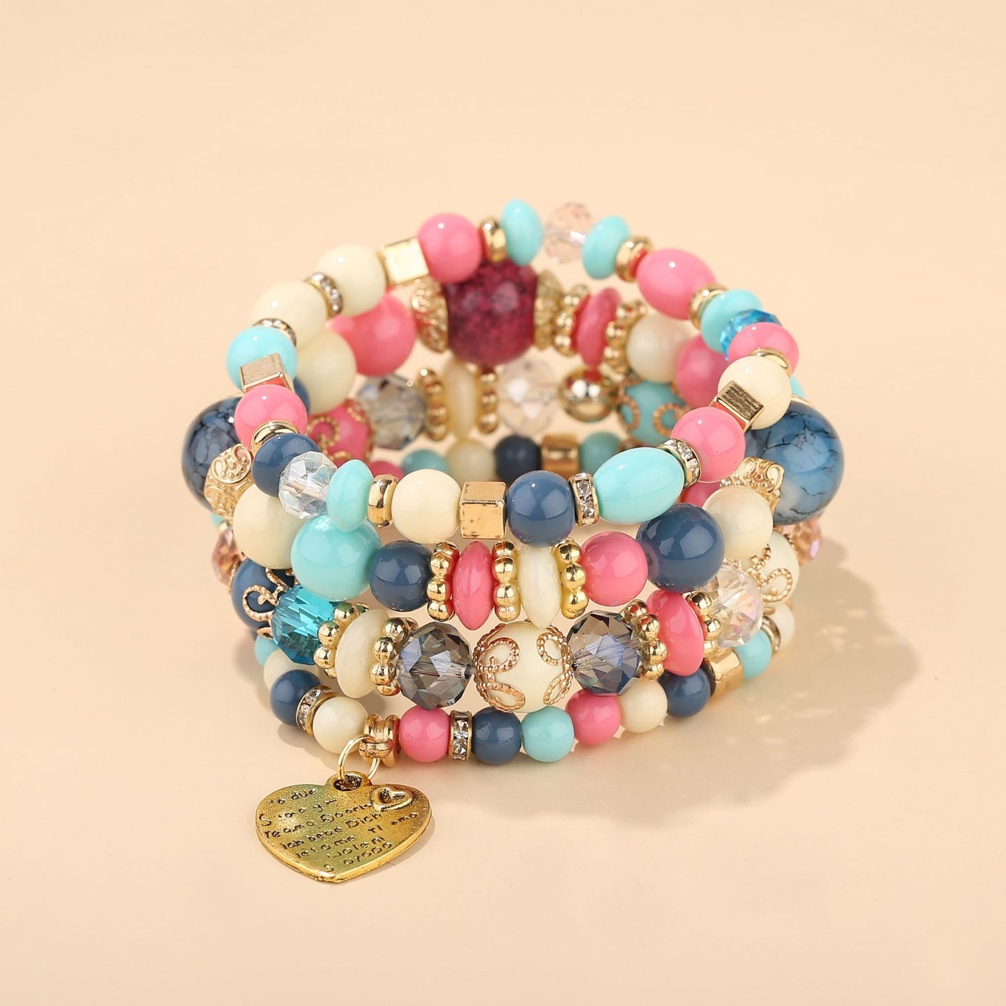 Ethnic Style Heart Shape Artificial Crystal Beaded Women'S Bracelets 1 Piece