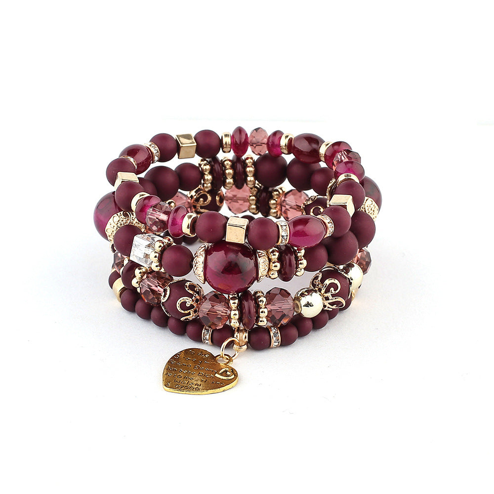 Ethnic Style Heart Shape Artificial Crystal Beaded Women'S Bracelets 1 Piece