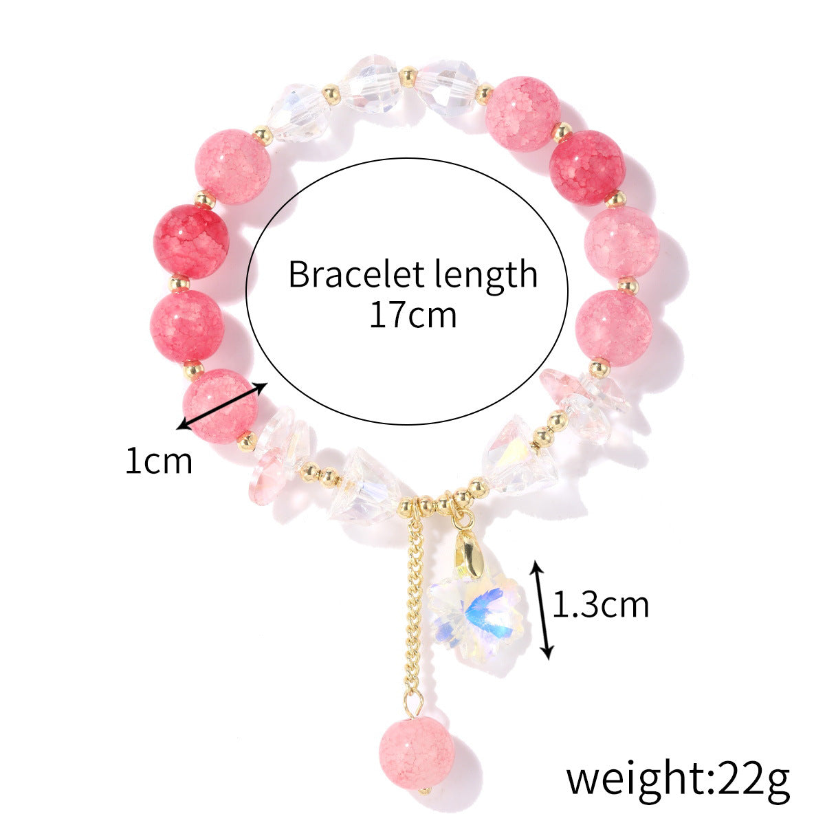 Fashion Heart Shape Butterfly Artificial Crystal Beaded Inlay Artificial Gemstones Women's Bracelets 1 Piece