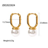 1 Pair Retro Geometric Stainless Steel Pearl Drop Earrings