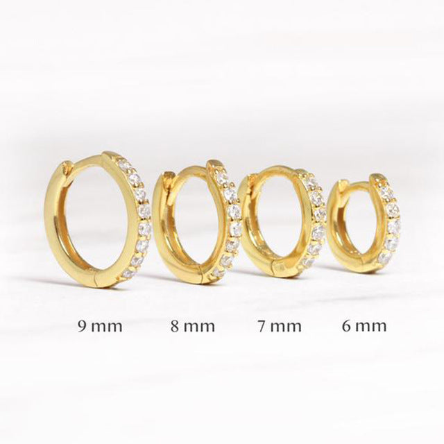 Fashion Round Brass Inlay Zircon Hoop Earrings 1 Pair