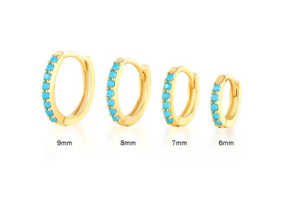 Fashion Round Brass Inlay Zircon Hoop Earrings 1 Pair