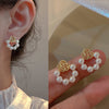 Fashion Heart Shape Flower Copper Beaded Plating Inlay Pearl Zircon Earrings Ear Studs 1 Pair