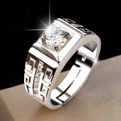 Fashion Round Copper Plating Inlay Artificial Diamond Rings 1 Piece