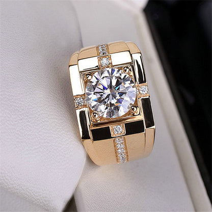 Fashion Round Copper Plating Inlay Artificial Diamond Rings 1 Piece