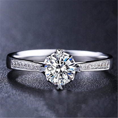 Fashion Round Copper Plating Inlay Artificial Diamond Rings 1 Piece