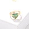 Fashion Heart Shape Pineapple Bird Copper Inlay Zircon Rings 1 Piece