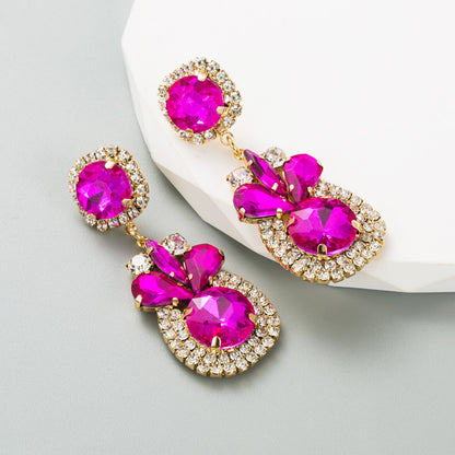 Ins Style Geometric Alloy Gold Plated Rhinestones Women's Earrings 1 Pair