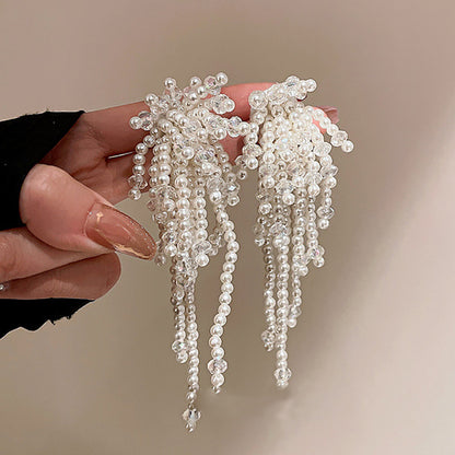 Sweet Flower Butterfly Alloy Tassel Artificial Rhinestones Artificial Pearls Women's Drop Earrings 1 Pair