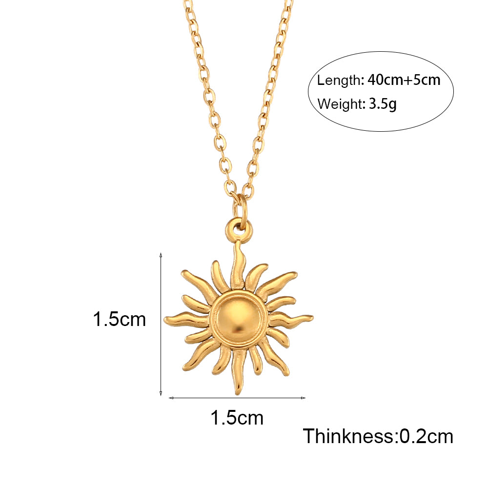 Retro Tortoise Sun Heart Shape Stainless Steel Plating Gold Plated Gold Plated Necklace