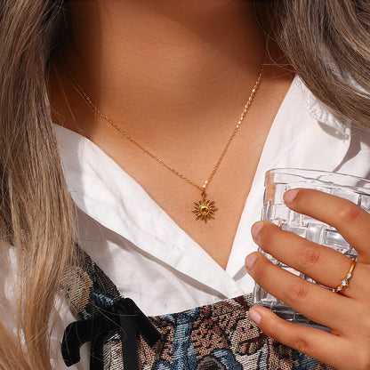 Retro Tortoise Sun Heart Shape Stainless Steel Plating Gold Plated Gold Plated Necklace