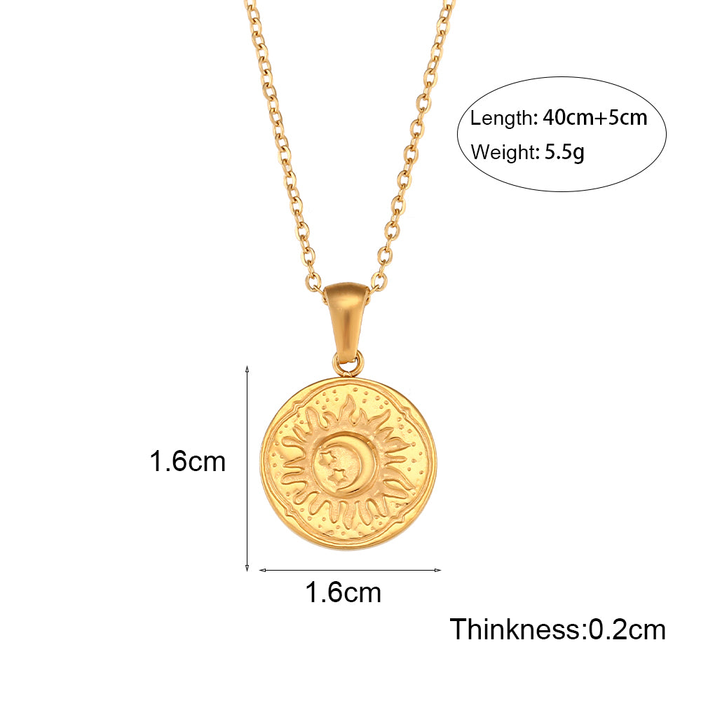 Retro Tortoise Sun Heart Shape Stainless Steel Plating Gold Plated Gold Plated Necklace