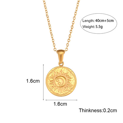 Retro Tortoise Sun Heart Shape Stainless Steel Plating Gold Plated Gold Plated Necklace