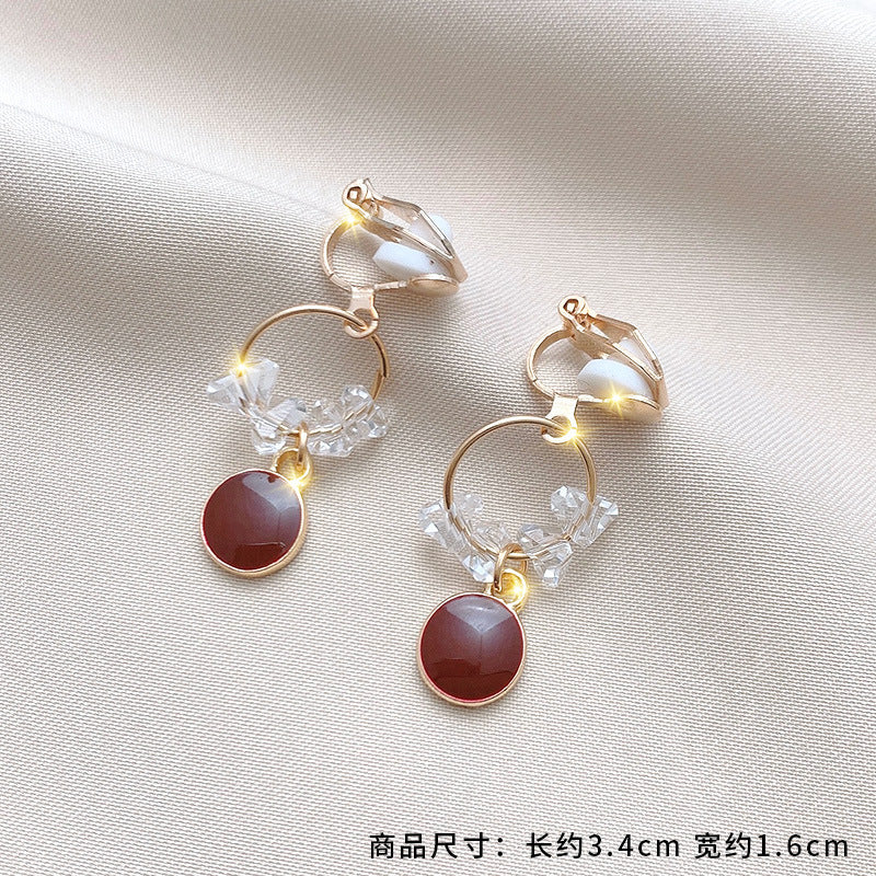 Fashion Geometric Alloy Plating Artificial Gemstones Women's Ear Clips 1 Pair