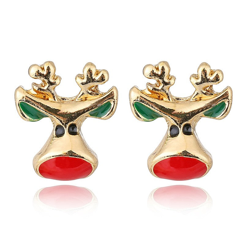 Cartoon Style Elk Alloy Enamel Rhinestones Women's Ear Studs 1 Pair