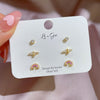 Simple Style Crown Bow Knot Alloy Plating Rhinestones Women's Ear Studs 3 Pairs