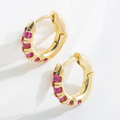 Retro Geometric Copper Zircon Hoop Earrings 1 Pair