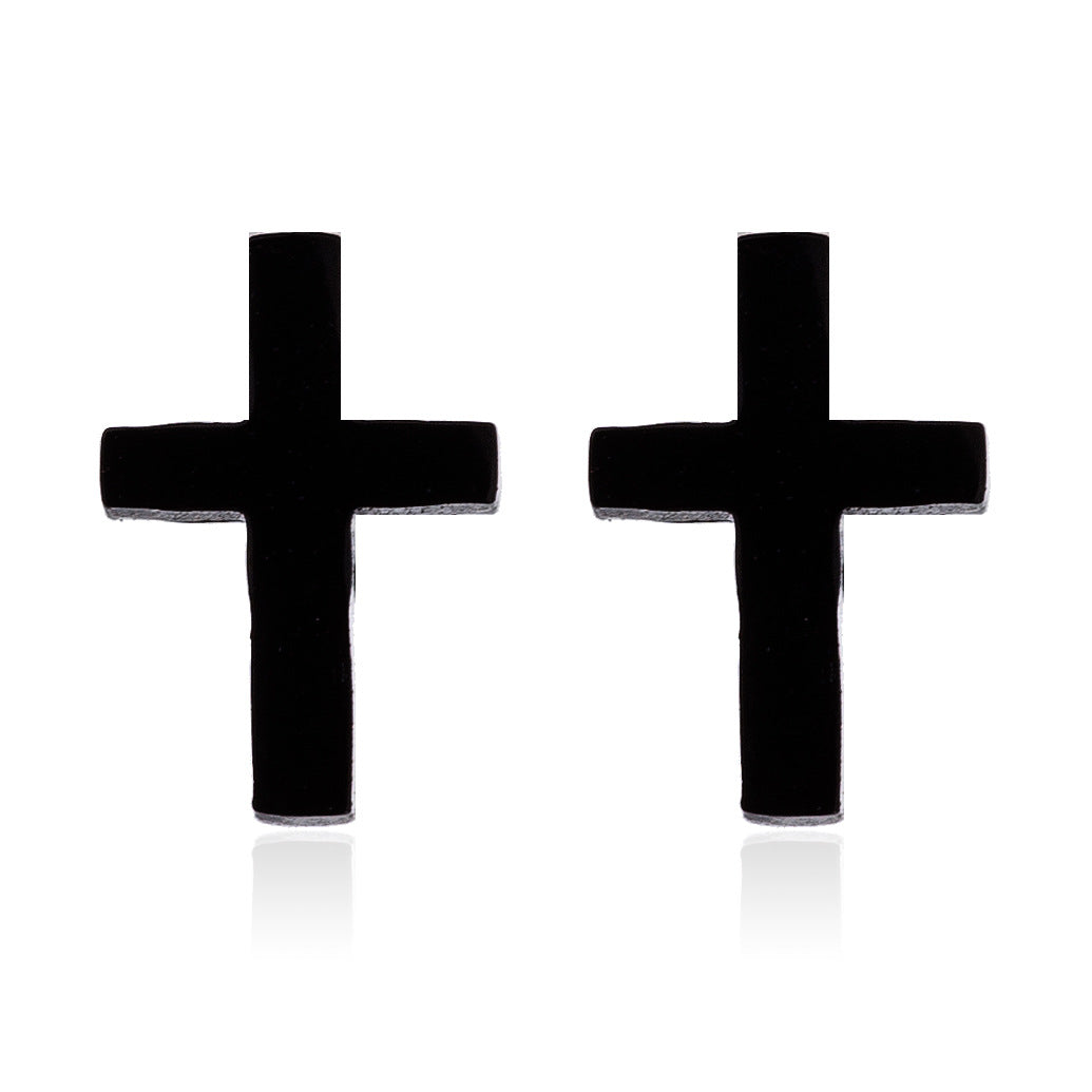 1 Pair Simple Style Cross Plating Stainless Steel Ear Studs