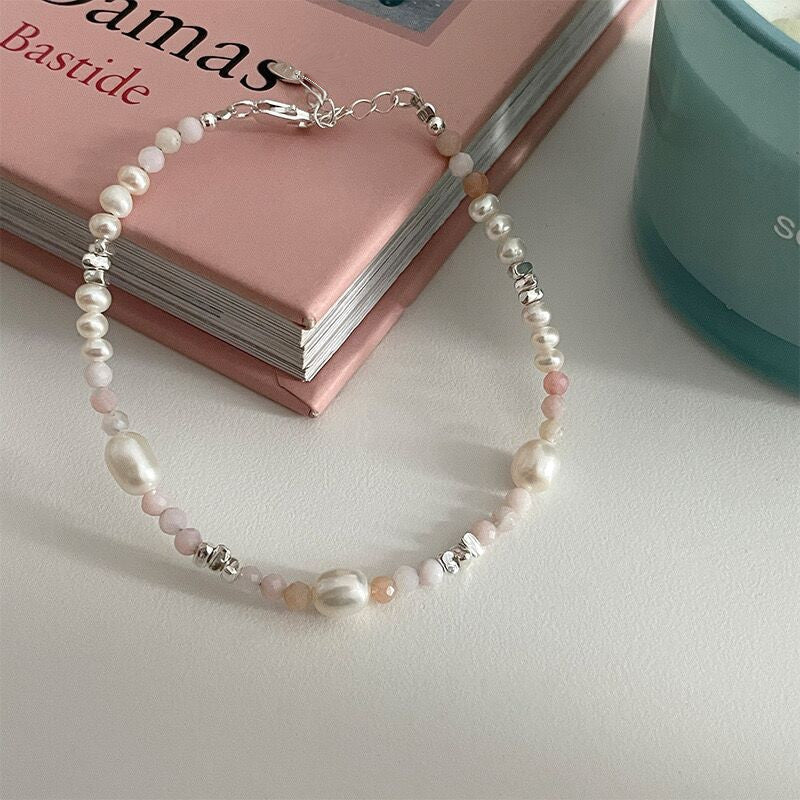 Sweet Round Artificial Crystal Natural Stone Beaded Women's Bracelets 1 Piece