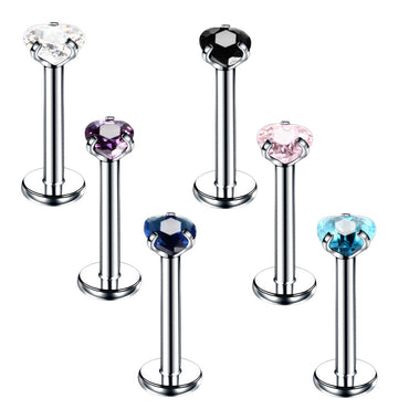 Fashion Geometric Stainless Steel Inlaid Zircon Lip Stud 1 Piece