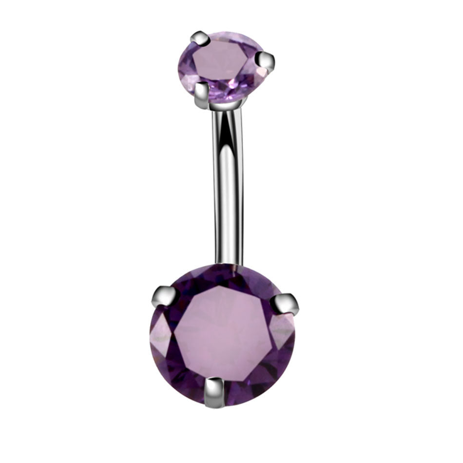 Fashion Geometric Stainless Steel Inlaid Zircon Belly Ring