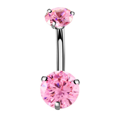 Fashion Geometric Stainless Steel Inlaid Zircon Belly Ring