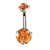 Fashion Geometric Stainless Steel Inlaid Zircon Belly Ring