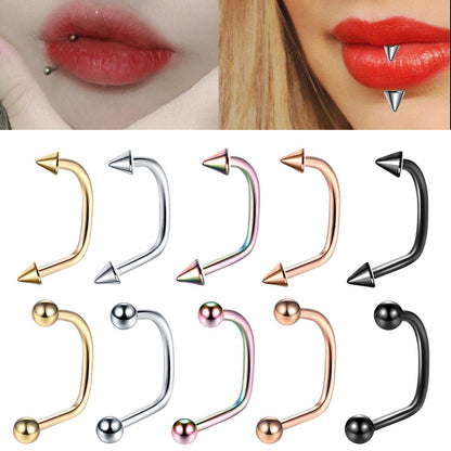 Fashion Geometric Stainless Steel Plating Lip Stud 1 Piece