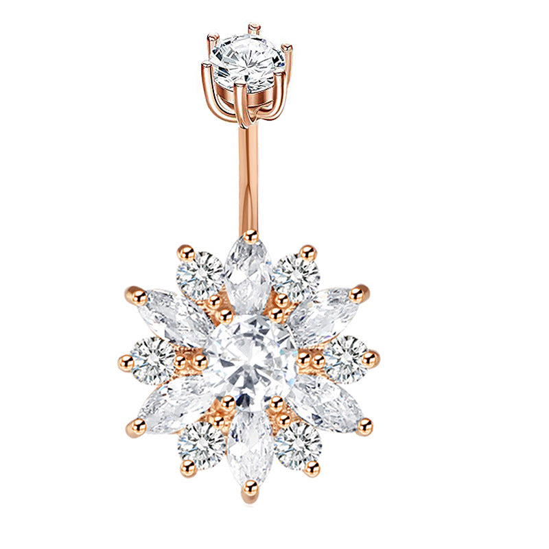 Fashion Crown Stainless Steel Zircon Belly Ring 1 Piece 1 Set