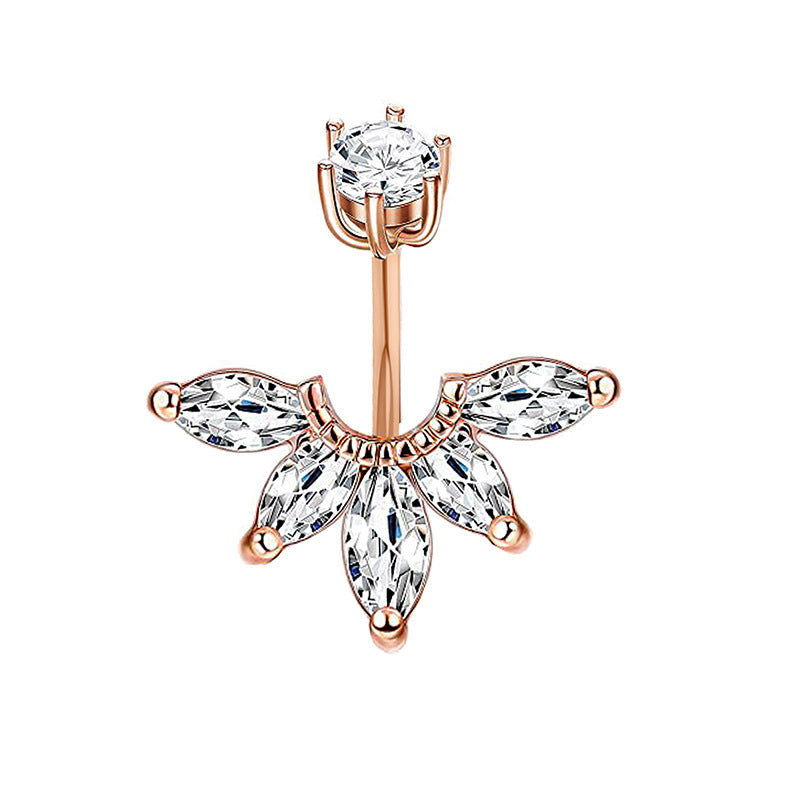 Fashion Crown Stainless Steel Zircon Belly Ring 1 Piece 1 Set