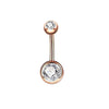 Fashion Geometric Stainless Steel Inlay Zircon Belly Ring