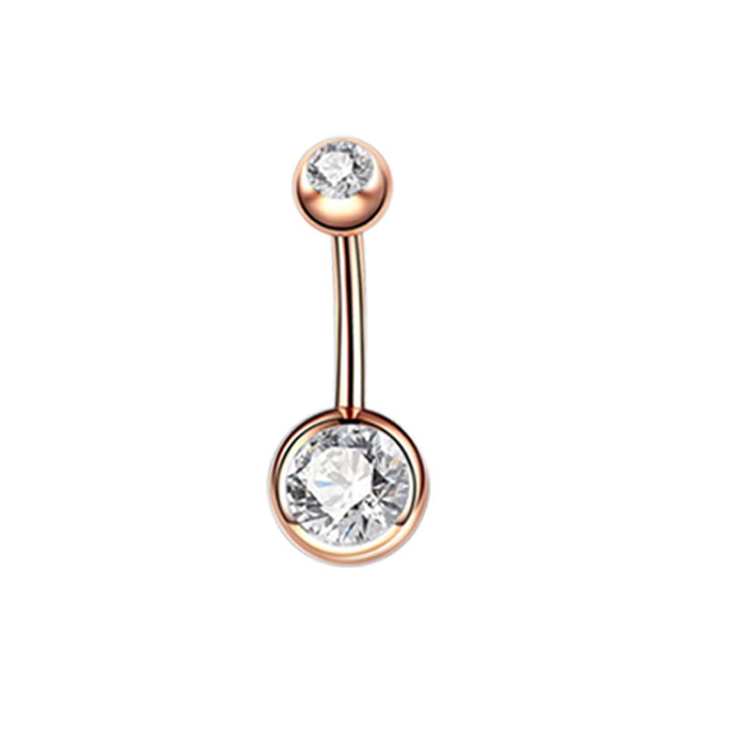 Fashion Geometric Stainless Steel Inlay Zircon Belly Ring